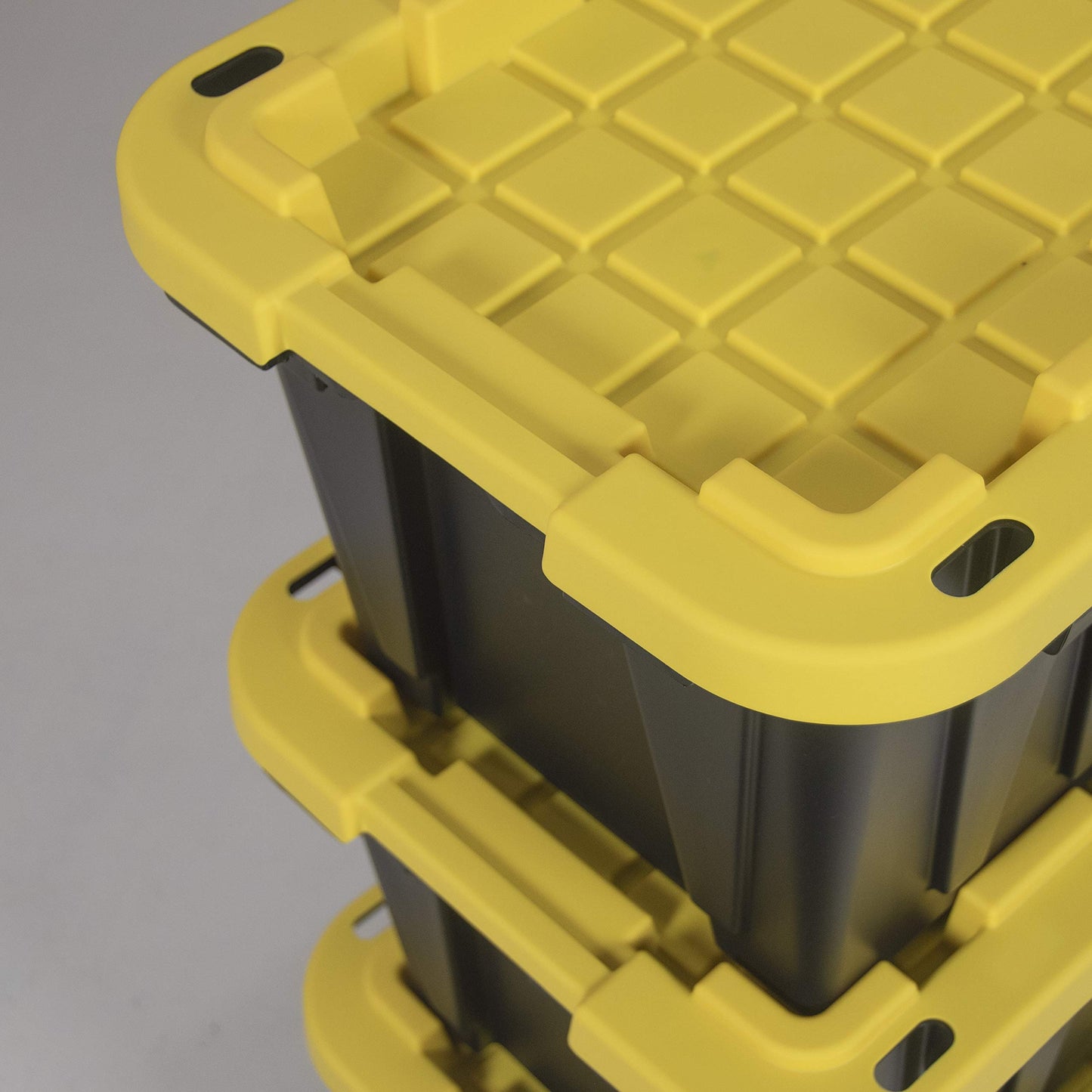 CX BLACK & YELLOW 12-Gallon Heavy Duty Storage Bins with Lids Stackable Plastic 4 PacK