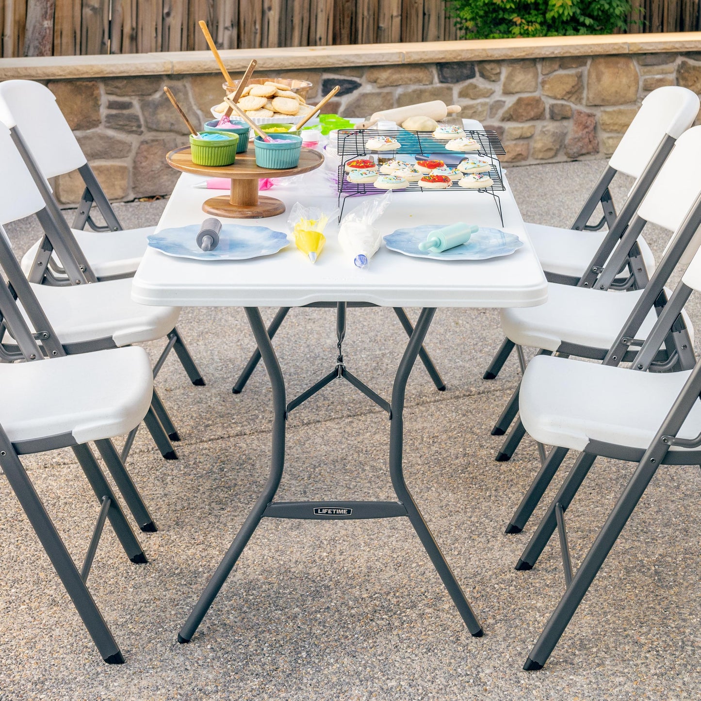 Lifetime 6-Foot Fold in Half Table, Light Commercial, White Granite